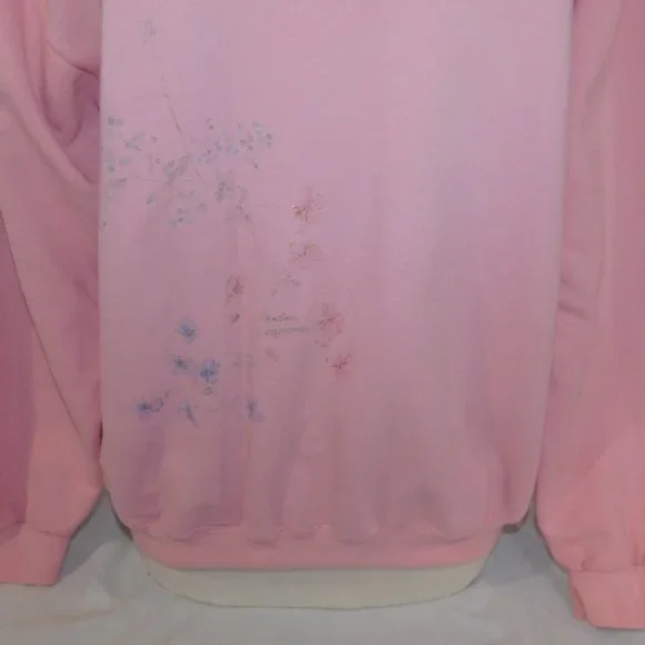 VTG 90s Northern Reflections Womens L Pink Floral Glitter detail  Sweatshirt - Picture 4 of 13